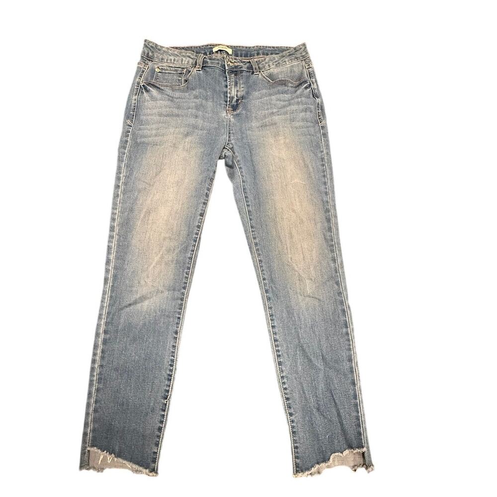 Kensie Jeans Women's Blue Distressed Raw Hem Denim Skinny Jeans Size 10/30